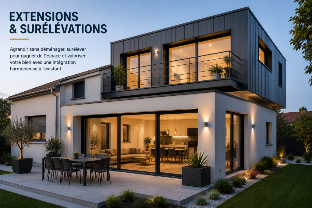 Extension contemporaine d’une maison en structure métallique légère – Sandro Faticone Constructions